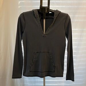 J. Crew V-Neck Hoodie in Faded Blue